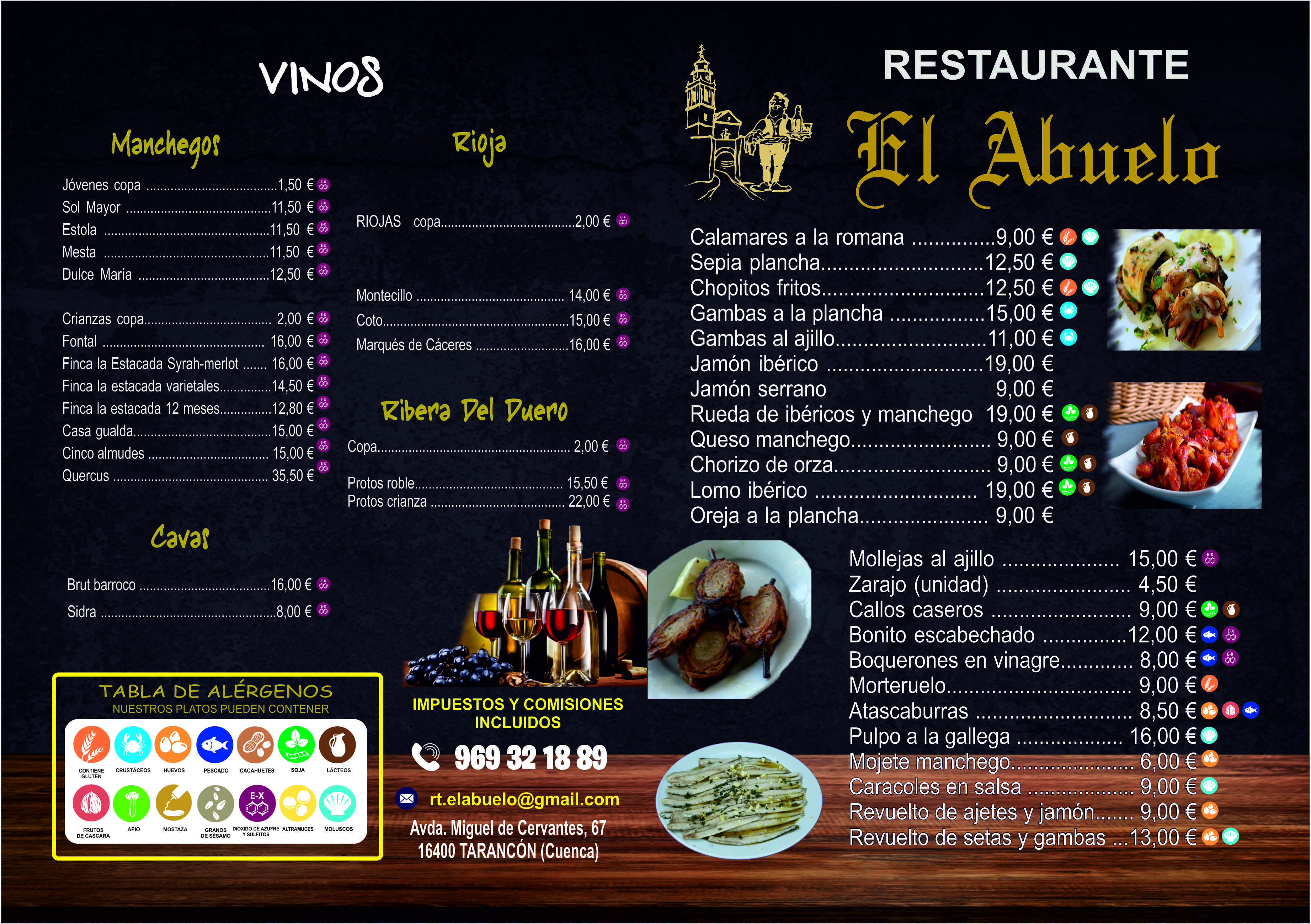 Carta de abuelo bar en tarancon — página 1